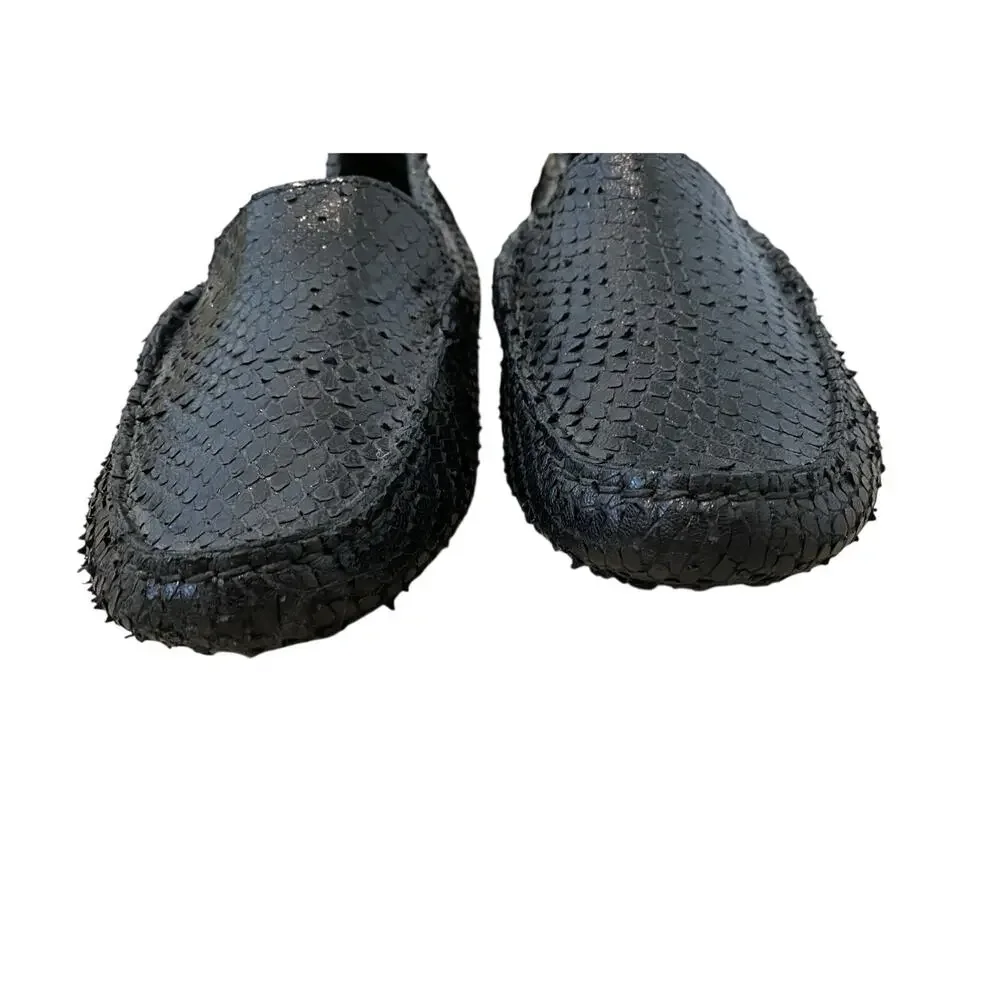 M Gemi The Felize Moccasin Loafer Sz 40 US 9 Black Snake Preppy Designer‎ Italy